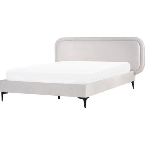 Bett mit Lattenrost Samtstoff SUZETTE 140 x 200 cm Hellgrau