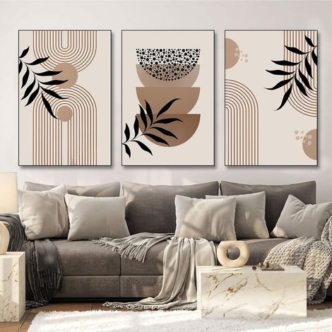 Lot de 3 posters style bohème, art mural sur toile ligne abstraite, posters ligne géométrique moderne, tableaux muraux déco pour salon chambre à coucher - Sans cadre (30x40cm3, Sans cadre) (1/3)