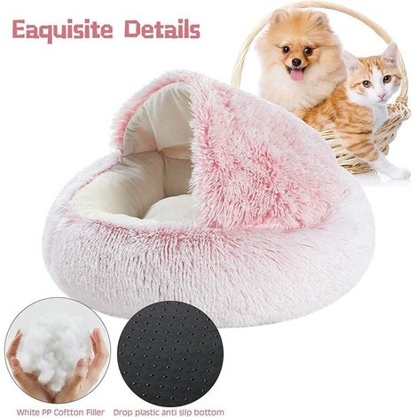 Panier pour chat lavable JeiibrZui - Panier rond pour chat - 40 x 40 x 15 cm - 1 pièce - Coton naturel - Couchage confortable pour l'intérieur et l'extérieur (1/5)