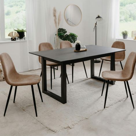 Table à manger extensible effet ardoise 160-200 cm ALVA