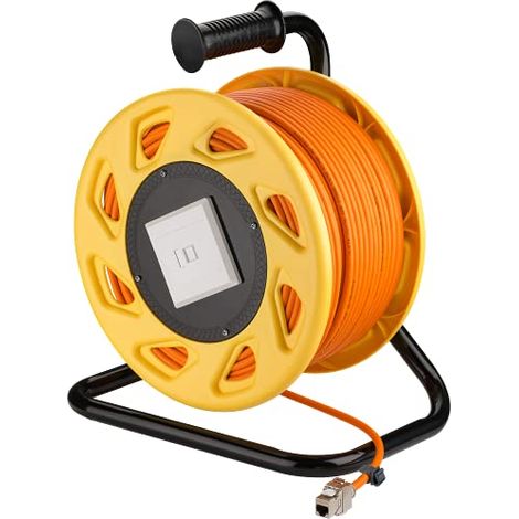 Tamburo mobile per cavi di rete RJ45, arancione, Cavo di installazione CAT 7A S/FTP (1000 MHz), doppiamente schermato e privo di alogeni, su robusto tamburo avvolgicavo. Lunghezza del Cavo 50 m (1/4)