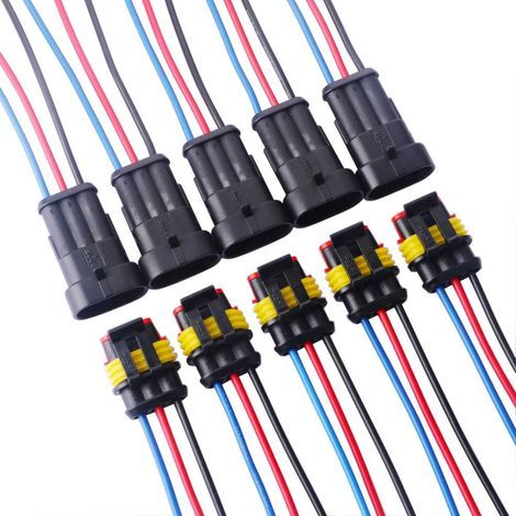 5 Kit 3 voies Pin Kit Prise Voiture Étanche Connecteur Électrique, 3 Broches Connecteur Étanche avec Fil, Étanche Adaptateur pour Connecteurs Électriques, 18 AWG Marine (1/5)