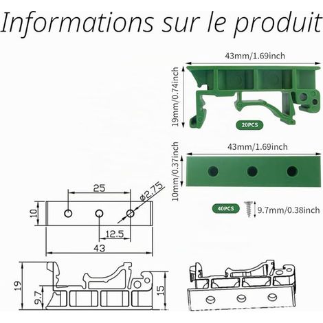 35mm DIN C45 Mounting Rail Adapters Bracket for C45 DIN Rail Mounting,Bracket Clips for Circuit Breaker Relay Electrical Devices - Green (1/3)
