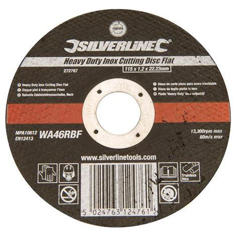 Silverline Disco da taglio piatto in Inox 115 x 1.2 x 22.23 mm