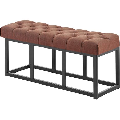 Panca Amun in tessuto con struttura nera marrone 100 cm