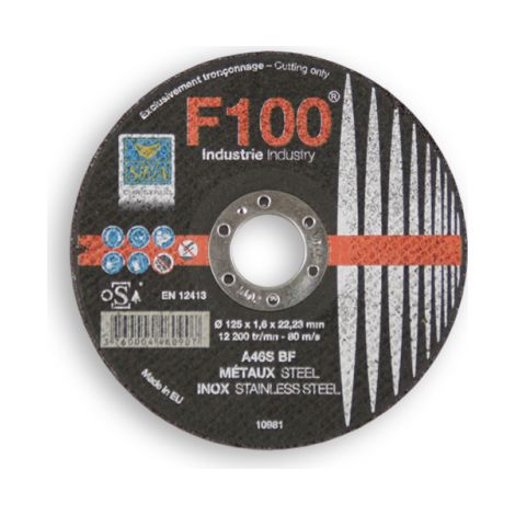Disques à tronçonner acier 125X1.6X22.23mm F100 SEA
