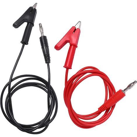 Lot de 2 câbles de test en cuivre avec fiches bananes et pinces crocodiles pour laboratoire électrique (rouge/noir)-1002.3cm (1/4)