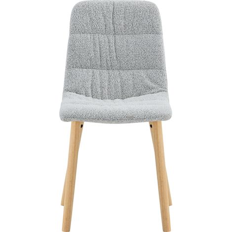 Sedia da pranzo moderna in tessuto grigio chiaro con gambe in legno, set da 2 (1/5)