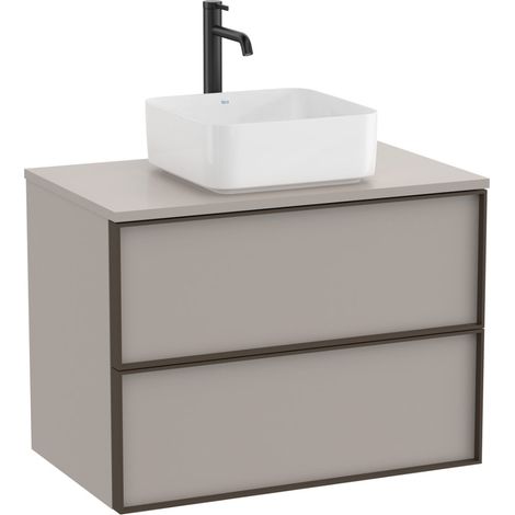 Meuble "INSPIRA" 800 - 2 tiroirs pour vasque à poser (non incluse) - Gris Mat - Roca (1/2)