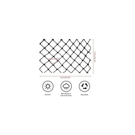 Filet anti-oiseaux 7,5 × 15 m noir – Protection pour arbres fruitiers, potager, étang et plantes – Avec 10 piquets et 30 attaches de fixation – Maille fine sécurisée pour jardin extérieur (1/5)