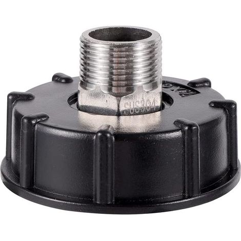 IBC S60X6 adaptateur de réservoir d'eau filetage grossier avec raccord de tuyau raccords de bec de valve en acier inoxydable (3/4" Filetage extérieur) (1/5)