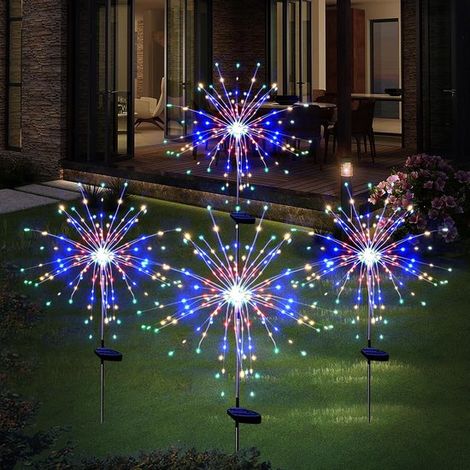 4er Set Solar Feuerwerkslichter 120 LEDs für den Außenbereich 8 Modi Wasserdichte Gartenbeleuchtung für Wege, Beete, Töpfe, Balkone, Terrassen un (1/5)
