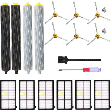 Kit de repuestos para robots aspiradores Roomba series 800 y 900 - Roomba 850, 860, 870, 880, 890, 960, 980... (Todos los modelos) - Pack cepillos laterales, filtros, rodillo de extracción (1/5)
