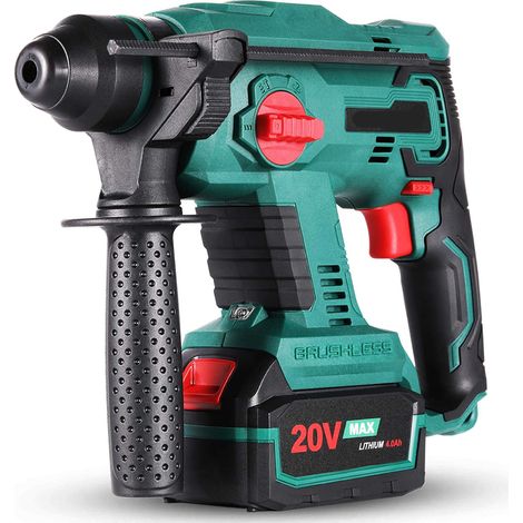 Marteau Perforateur Brushless Sans Fil, 20V Perforateur Sans-fil avec SDS plus, Batteries de 20V 4000 mAh, 4 Fonctions pour une Utilisation Domestique et Professionnelle (1/5)
