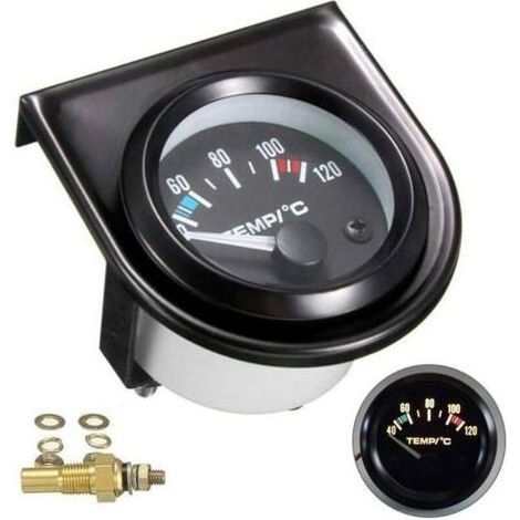 Kit de jauge de température de l'eau pour voiture Noir LED Universel Manomètre de température de l'eau de voiture Cadrans de 101,6 à 120°(Diamètre 52mm) (1/4)