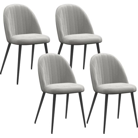 Pack de 4 Sillas de Comedor Modernas Sillas de Cocina Tapizada en Terciopelo con Respaldo Alto y Patas de Acero para Sala de Estar 50x52x83 cm Gris (1/5)