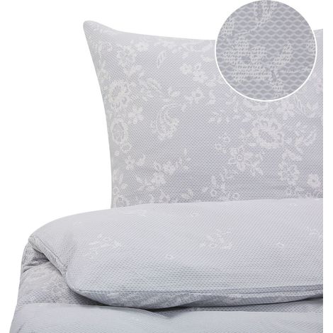 Bettwäsche-Set MORNINGSIDE Baumwollsatin 200 x 220 cm Grau