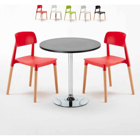 Mesa Redonda Negra Con 2 Sillas De Colores Interior Bar Barcellona Cosmopolitan - Rojo (1/5)