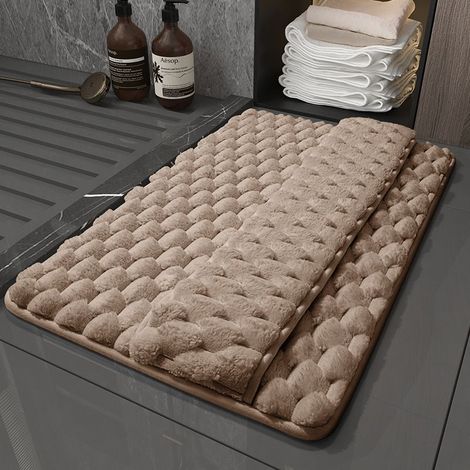 Tapis de bain marron, 40x60cm, tapis de bain absorbant pour la maison, tapis de porte de douche, séchage rapide. (1/5)
