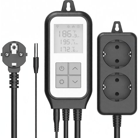 Termostato digitale intelligente WiFi con uscite riscaldamento/raffreddamento, schermo LCD e app di controllo remoto, termostato connesso (1/5)