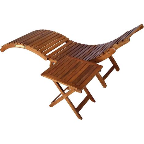 Maison Exclusive - Chaise longue de jardin avec table et coussin Bois d'acacia (1/5)