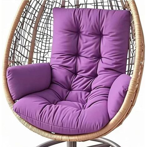 Coussin violet respirant, adapté aux fauteuils œuf, hamacs et balancelles de jardin, lavable, convient à une utilisation intérieure et extérieure. (1/5)