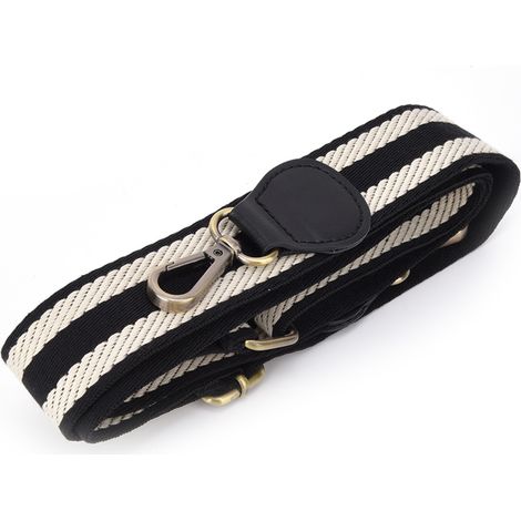 Sangle de sac en cuir noir et blanc, bandoulière réglable 88134cm, accessoire de remplacement DIY pour sac à main. (1/5)
