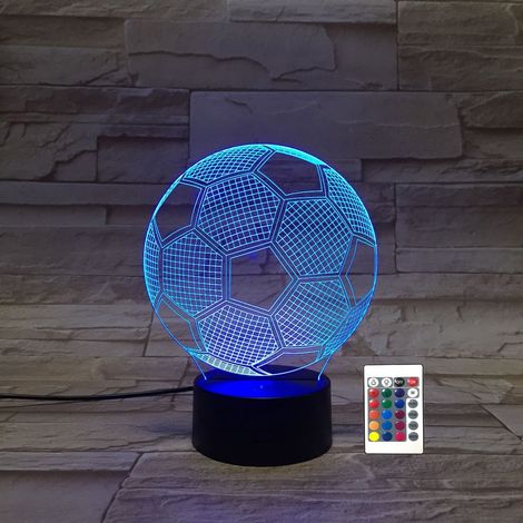 Nachtlampe – 3D-Lampe – LED – Fußball – 16 Farben – 3D-Nachtlicht – Spiel – Gaming – Fernbedienung – Schreibtischlampe – Stimmungslampe – Geschenk – Sinterklaas – Weihnachten (1/5)