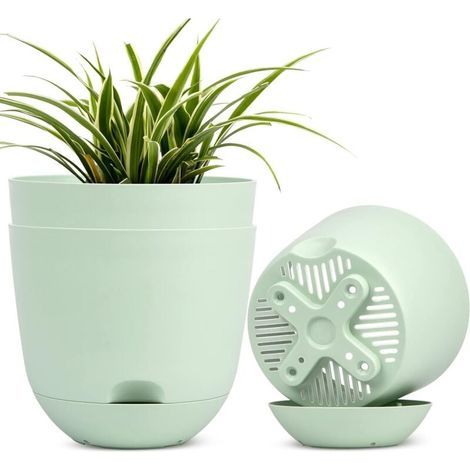 Pots de Fleurs à arrosage Automatique intérieur et extérieur Vert 17 cm(3pcs) (1/4)