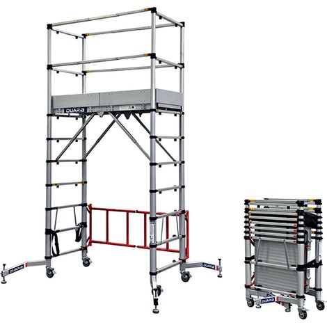 DUARIB - Échafaudage roulant aluminium télescopique TéléTower 2 - Hauteur entre 0,3 et 2m - Hauteur de plateau 0,30-2 m - L 1,5 x l 0,8 m - TELETOWER2