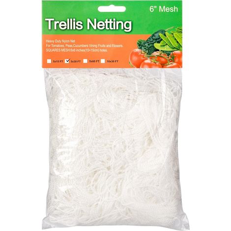 KINGKAKE Filet pour Plante Grimpantes,10X1.67m Filet Treillis pour Jardin Exterieur,Filet Potager Grimpant,pour Récolte Concombres,Tomates,Légumes,Engrener 10cm,Blanc (1/4)