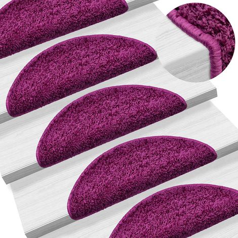 Felpudos para escaleras (15 unidades, 56 x 17 x 3 cm, violeta, semicirculares)
