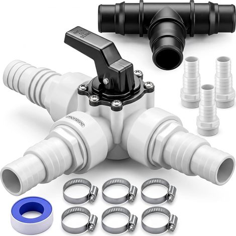Kit de dérivation 12 pcs bypass piscine vanne 3 voies raccord Ø 32/38mm connecteur T pompe filtre à sable chauffage solaire pompe à chaleur