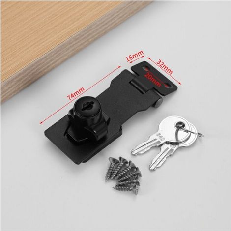 Loquet et targette Lot de 2 moraillons de 7,6 cm avec moraillon à clé avec serrure et moraillon en métal pour portes/placards/fenêtres Noir (1/4)