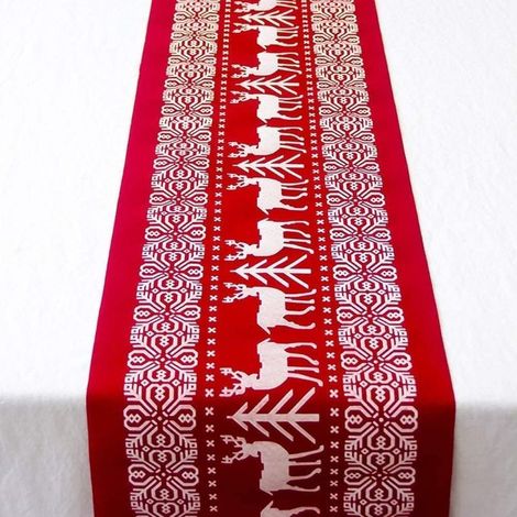 Nappe Noël Chemin de Table en Coton et Lin de Noël Décoration de Table Nappe Lavable pour Fête33 x 183CM Nappe Noel (1/5)