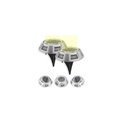 EASYCOMFORT Lot de 2 Balises Solaires Extérieures Ultra Plates et Orientables - Ø12 cm (1/2)