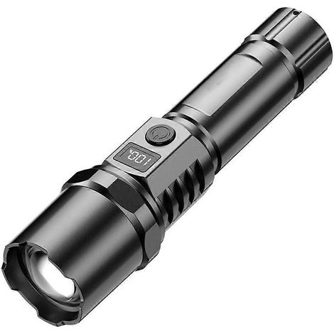 Lampe torche LED ultra-lumineuse avec zoom longue portée, rechargeable par USB, pour une utilisation en extérieur (1/5)