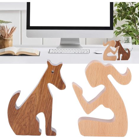 Cadeau Memorial pour Chien - Sculpture Bois de Hêtre et Noisetier 14x10,5x2cm avec Séparation Libre 2 Pièces (1/5)