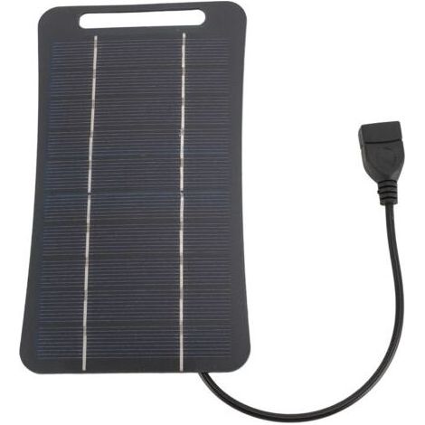 Chargeur Solaire Professionnel 5W 5V Monocristallin - Portable, Haute Efficacité, pour Camping (Noir) (1/5)