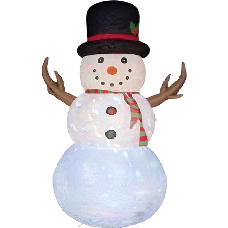 Pupazzo di Neve Gonfiabile Gigante da Esterno con Luce e Proiettore alto 244 cm – Decorazione Natalizia grande con Kit Antivento Per Giardino, Ingresso, Vetrine locali commerciali