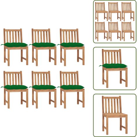 Sillas de jardín con cojín - vidaXL Sillas de jardín 6 unidades madera maciza de teca con cojines - Sillas de jardín macizas