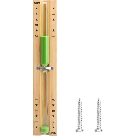 1 Sablier Bois Verre 29cm Résistant Chaleur Minuteur Sauna 15 Minutes Yoga Cuisine