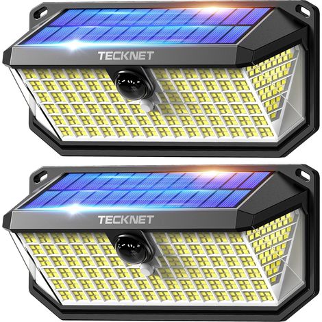 Lampe Solaire Extérieur, 4200LM,416 LEDs Éclairage Extérieur à 300°  3 Modes, avec Détecteur de Mouvement, Lumiere Solaire Étanche IP66 pour Clôture, Ccour, Patio, Jardin, Garage, etc - 2 pcs (1/5)