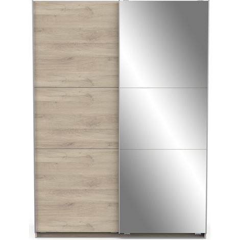 armadio 2 ante scorrevoli "ghost" con specchio effetto quercia 148x59,9x203 cm (1/5)