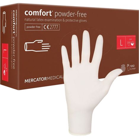 Gants en latex L Mercator Latex Comfort sans poudre, 100 pièces (1/5)