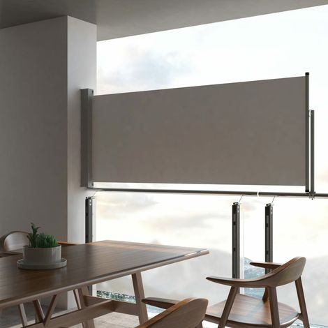 Tenda da sole schermo laterale retrattile per la privacy per patio giardino terrazza balcone schermo di protezione visiva 100 x 300 cm grigio 020007178 (1/5)