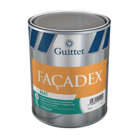 Guittet – Peinture pour façade 15L blanc mat – Adhérence sur fonds difficiles – Protection contre les eaux de ruissellement – Sèche rapidement (1/2)