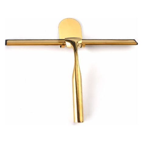 Duschabzieher aus vergoldetem Edelstahl – großer 25 cm großer Glasabzieher – hochwertiges Silikon – Badezimmerhalter ohne Bohren (Gold) (1/5)