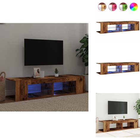 Meuble TV avec lumières LED vieux bois bois d'ingénierie - Meuble TV - Meubles TV - Support TV - Meuble Hifi (1/5)