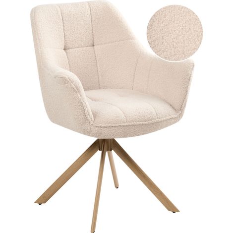 Esszimmerstuhl drehbar HAYDEN Bouclé Hellbeige (1/5)